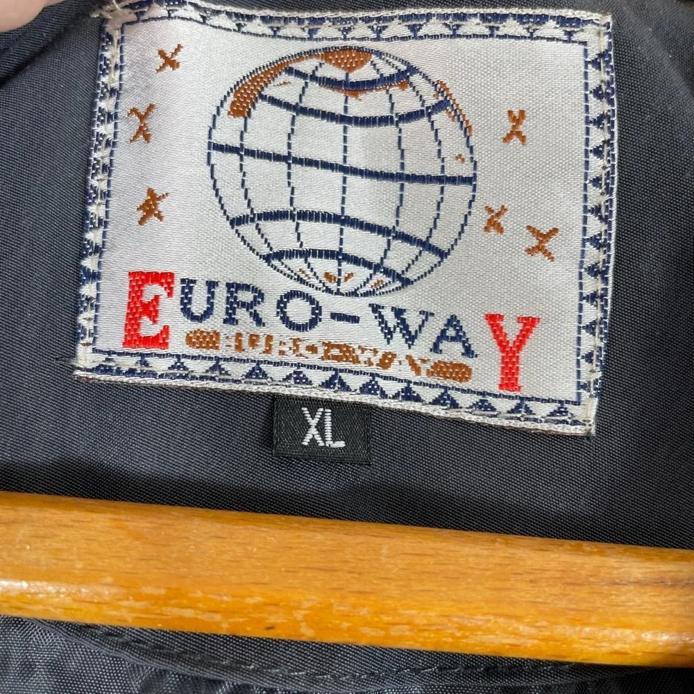 Euro Way Vintage Bomber Jacket Mens XL‎ Gray Full Zip Cargo Pocket Windbreaker